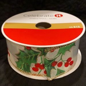 Celebrate It Christmas Holy Berry Print Wired Ribbon
